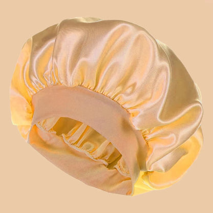 Women's Solid Color Satin Wide-Brimmed Shower Cap for Daily Use