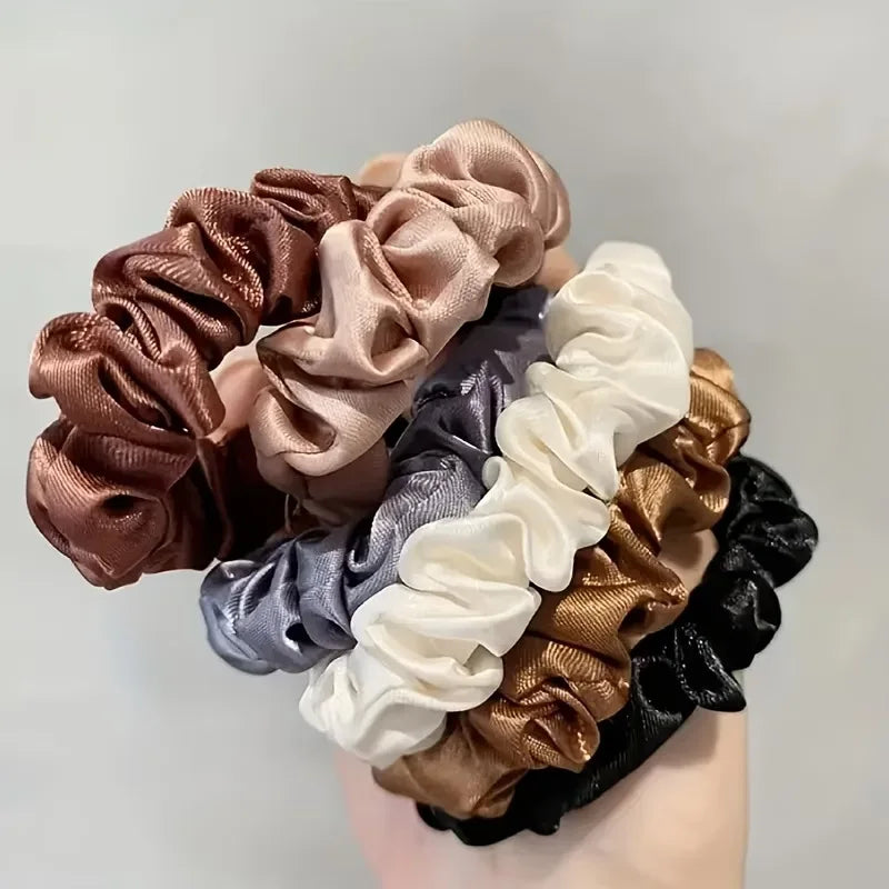 Elevate Your Hair Game with 6Pcs Luxurious Satin Hair Scrunchies - The Softer, Silkier Choice for Stylish Women