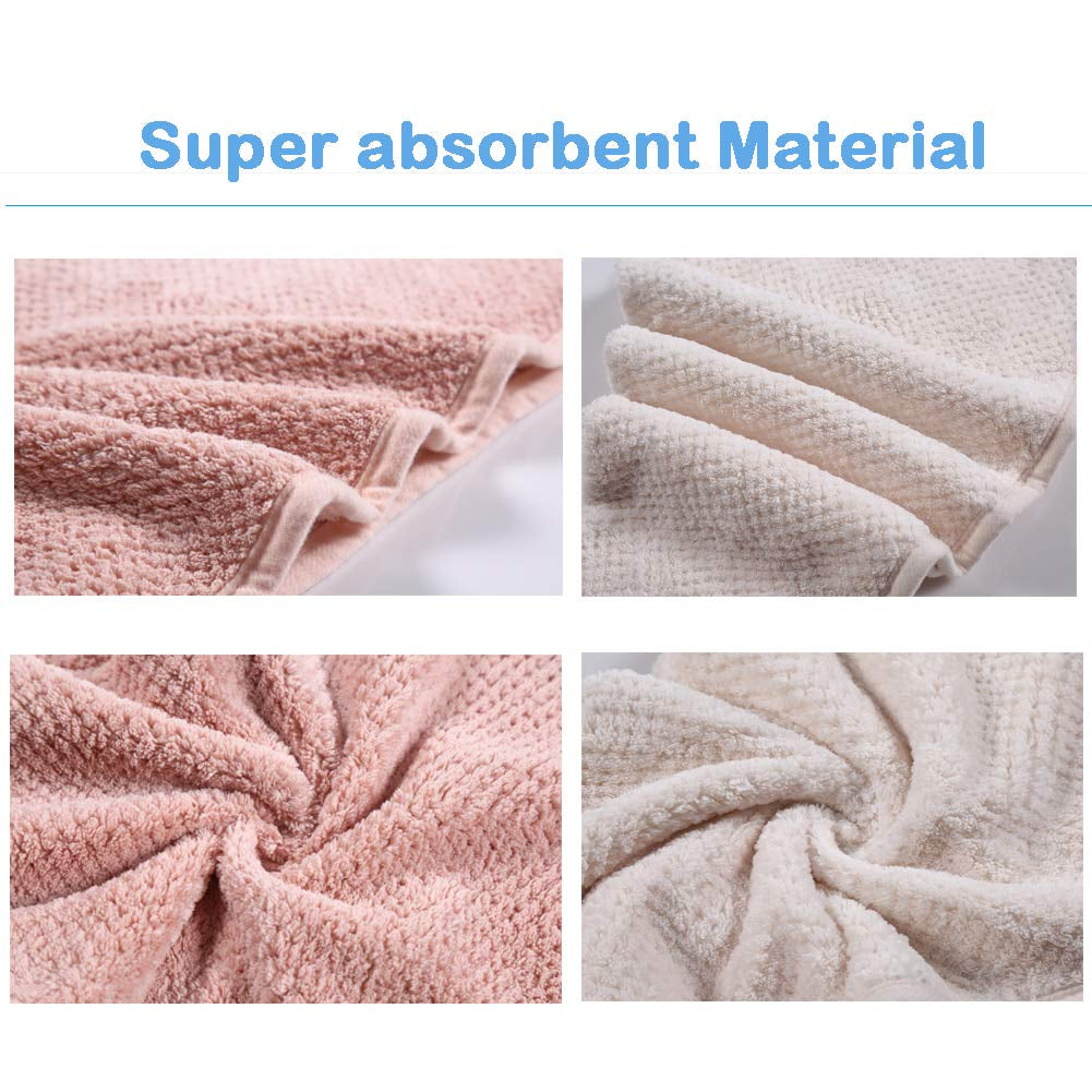 Quick Dry Microfiber Hair Towel Wrap - 2 Pack in Pink & Beige, Perfect for Long Thick Curly Hair with Secure Button Design