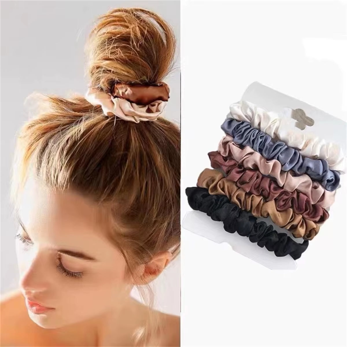 Elevate Your Hair Game with 6Pcs Luxurious Satin Hair Scrunchies - The Softer, Silkier Choice for Stylish Women