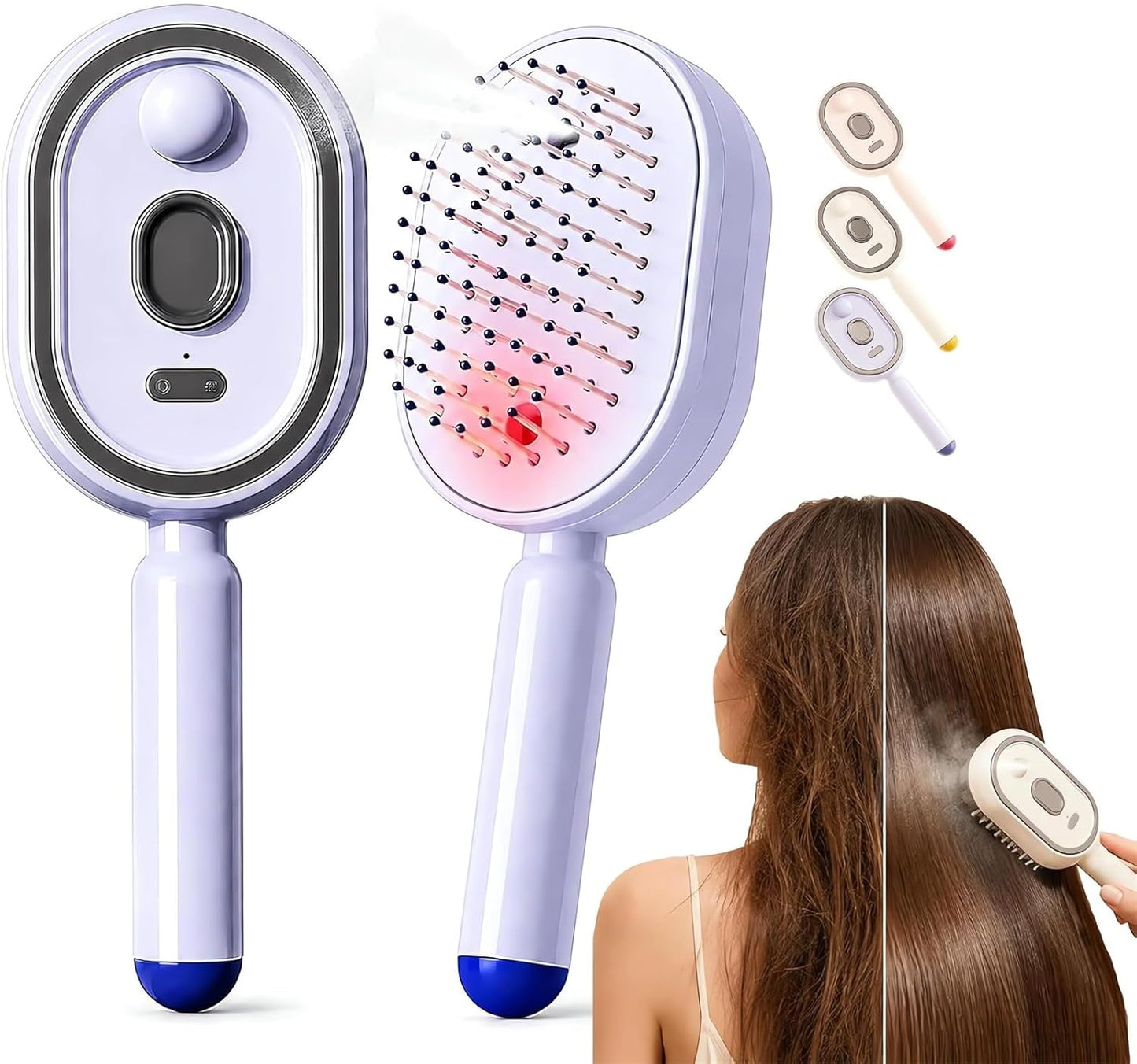 Revitalize Your Hair with the 2026 All-in-One Electric Misting Detangler Brush - Hydrating Spray Comb for Effortless Styling and Scalp Care (Purple)