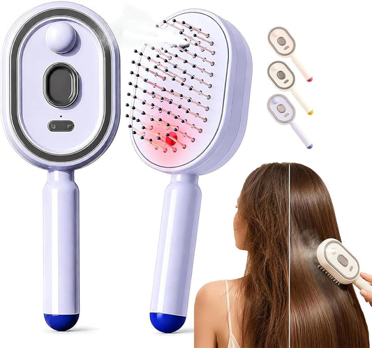 Revitalize Your Hair with the 2026 All-in-One Electric Misting Detangler Brush - Hydrating Spray Comb for Effortless Styling and Scalp Care (Purple)