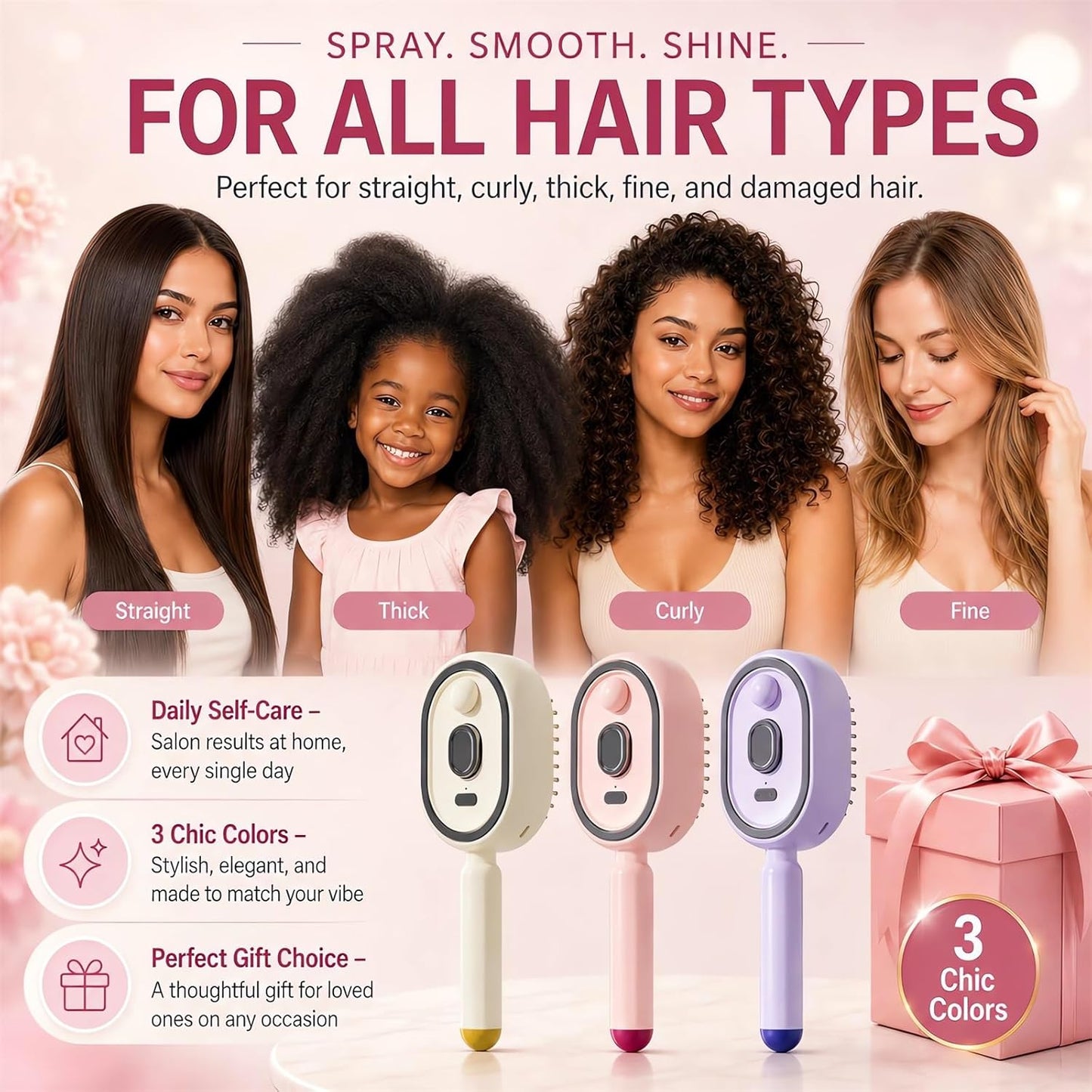 Revitalize Your Hair with the 2026 All-in-One Electric Misting Detangler Brush - Hydrating Spray Comb for Effortless Styling and Scalp Care (Purple)