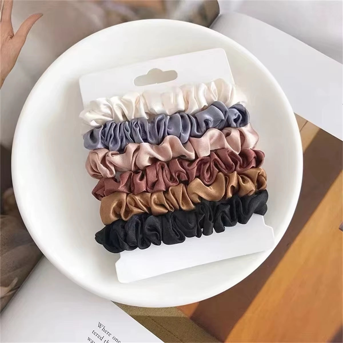 Elevate Your Hair Game with 6Pcs Luxurious Satin Hair Scrunchies - The Softer, Silkier Choice for Stylish Women